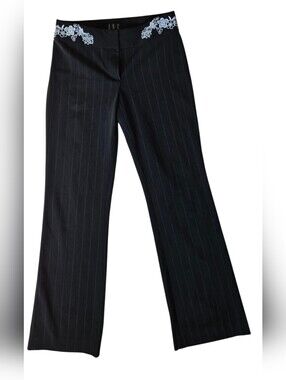 INC International Concepts Black Pinstripe Embroidered Dress Pants Size 4